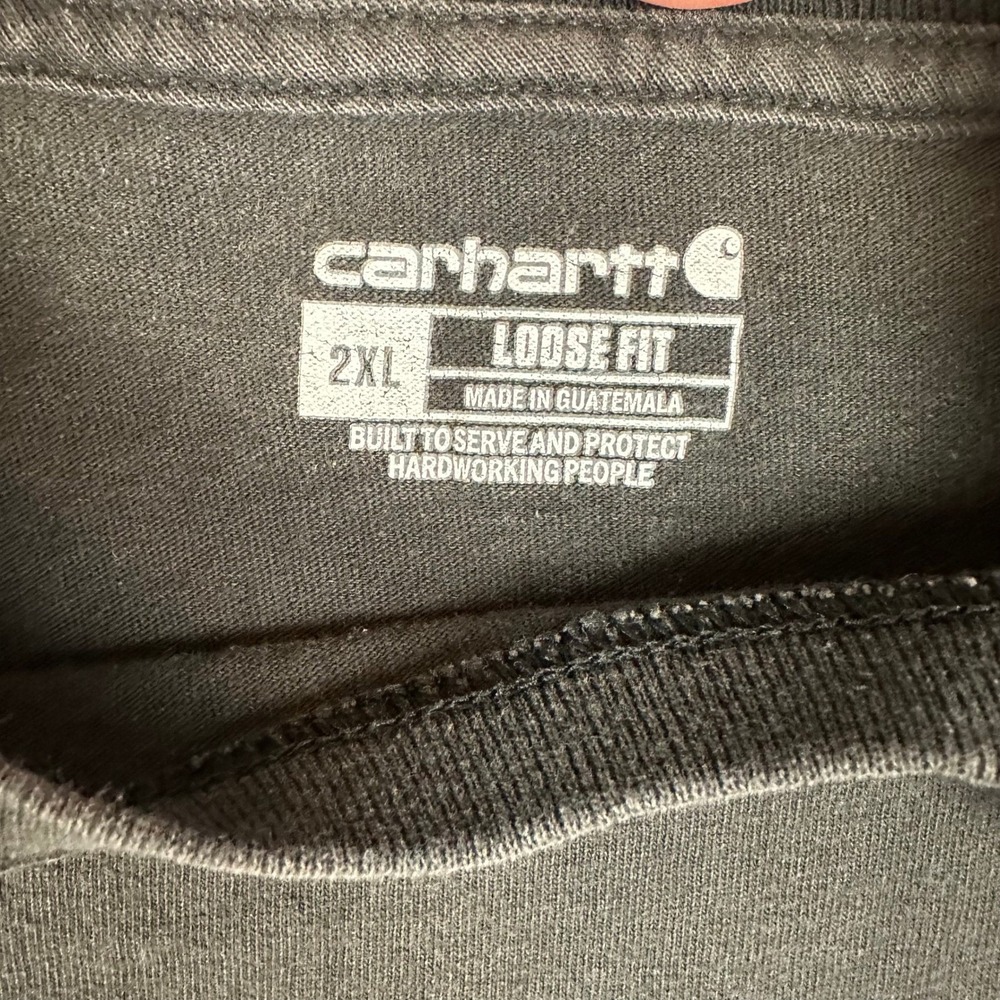Carhartt Mens K87 2XL Loose Fit Short Sleeve Pocket T Shirt Black Flaws - Picture 4 of 6